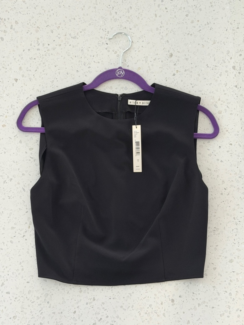 Alice + Olivia Black Structured Sleeveless Crop Top Size S NWT